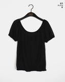 Eveny shirring volume hole short sleeve knit