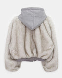 Dihi two-tone fur quilted hooded zip-up jumper