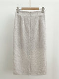 Benilla Color Matching Tweed H-line Skirt