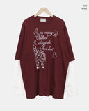 [Fake Layered] Dorin Overfit Layered Lettering Color Matching Long Sleeve T-Shirt