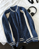 Color Matching Knit Varsity Zip-Up