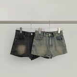 Suede Belt Set Span Denim Shorts