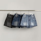 Back Pocket Point A-line Denim Skirt Shorts