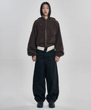Corduroy Short Zip-Up Hoodie