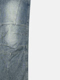 Scale panel wide denim pants