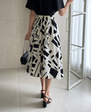 Arta Pattern Banding Flare Skirt