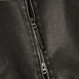 Crack Washing Leather Bomber Jacket