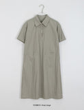 Tenmu Nylon Pocket Collar Shirt Midi One Piece