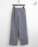 Kumo Side Ribbon Checkered Linen Pants