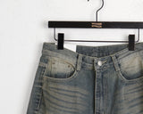 Kame two-way snap button long wide denim pants