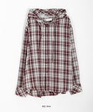 [unisex] Cammi Check Hood Boxy Long Sleeve Shirt