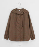 [BAONHAUS] Almeve Peach Fuzz Check Over Hood Shirt