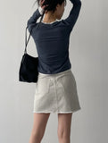 Fringe Denim Mini Skirt