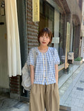 Hulco Lace Check Short Sleeve Blouse