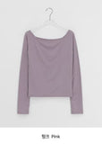 Domas Off-Shoulder Boat Neck Long Sleeve T-Shirt