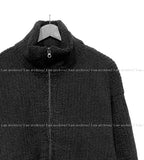 Balloon fit ribbed fleece zip-up