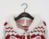 Shuong Rabbit Heart Fur Bells Hood Knit Zip-up