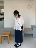 Retyu banding button cotton long skirt