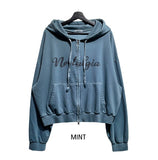 Stealth semi-crop pigment hoodie sweatshirt