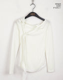 Belver unbalanced slit strap bony roll cropped long-sleeved T-shirt