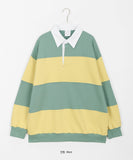 [unisex] Minch Stripe Rugby Collar Long Sleeve Tee