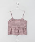Mirui Ribbon Check Shirring Layered Sleeveless Bustier