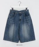 Knits Pintuck Cat Washing Bermuda Denim Pants