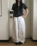 Nodi Back Pocket Wide Cotton Pants