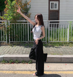Cooling Tencel Cut Summer Banding Thin Wide Denim Pants