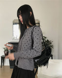 Honey round neck dot knit cardigan