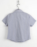 Hash Western Stripe Pocket Rolling Crop Short Sleeve Shirt