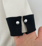 Julien color matching collar pearl sleeve knit