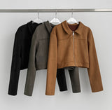 Suede Collar Crop Jacket