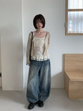 Surin Flower Frill Cardigan Sleeveless Set