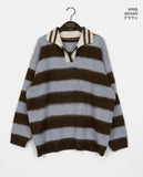 Zenzen Stripe Brush Collar Knit