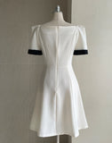 Lene Color Matching Ribbon Puff Tweed Mini One Piece