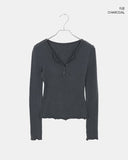Chiri Wool V-neck Button Long Sleeve T-shirt