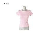 [MADE/more BASIC/Tumble Washing] Robe Semi-Crop Round Plain Short Sleeve T-shirt