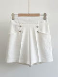 Cornell Summer Tweed Button Short Pants