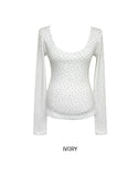 Titi Flower Deep U-Neck Long Sleeve
