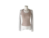 Levan Color Matching Halter Sleeveless Cut Long Sleeve T-shirt Set