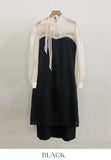 Melage Chiffon Color Matching Tie H-Line One Piece
