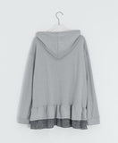 Nahin Check Patch Frill Hood Long Sleeve Tee