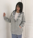 Kidder Check Lace Overfit Hood Zip-Up