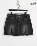 Poltz y2k Pleats Mini Denim Skirt