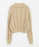 Beltin duffel cable crop collar cardigan