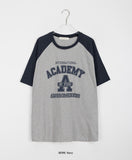 Wenta Lettering Color Matching Raglan Short Sleeve Tee