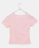 Purit Lettering Button V-Neck Short Sleeve T-Shirt