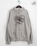 Some People Heart Flag Print Overfit Long Sleeve Hood Zip-Up