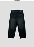 Green Teen Washed Wide Denim Pants